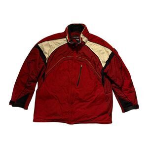 Vintage Obermeyer Weather X System Mens Red Cream Insulated Hooded Ski Jacket L